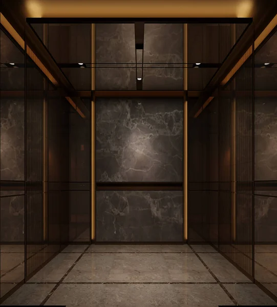 Golden Fashion Lift Doors Render — Stock Photo, Image