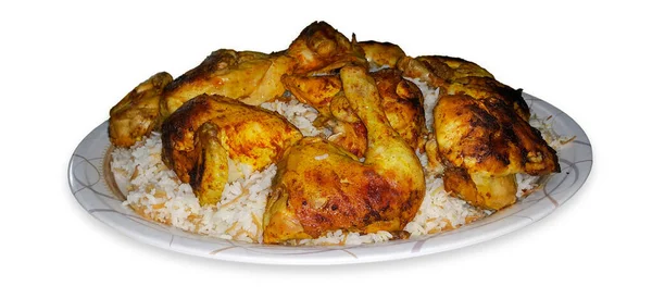 Csirke Kabsa Vegyes Rizs Ételek Amelyek Jemenből Származnak Közel Keleti — Stock Fotó