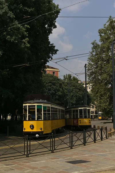 Milan Italie Sept 2019 Plan Vertical Service Tramway Système Transport — Photo