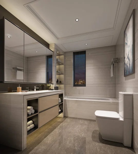 Luxury Asia Style Bathroom Render — Stockfoto