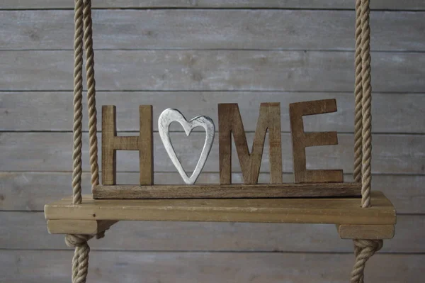 Egy Fából Készült Installáció Írói Otthonnal Szerelem Fogalmával — Stock Fotó