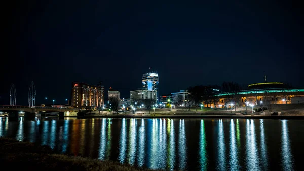 Wichita Estados Unidos Febrero 2020 Horizonte Kansas Sobre Río Arkansas —  Fotos de Stock