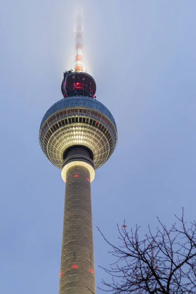 Famous Berlin Television Tower Alexanderplatz Berlin Upper Part Landmark Shrouded — Fotografia de Stock