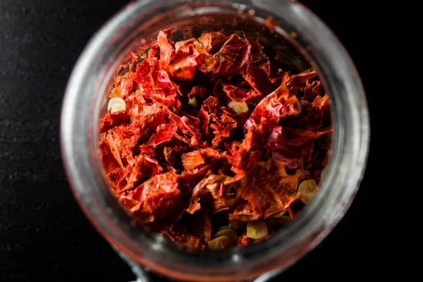 Selective Focus Shot Chili Flakes Jar — 스톡 사진