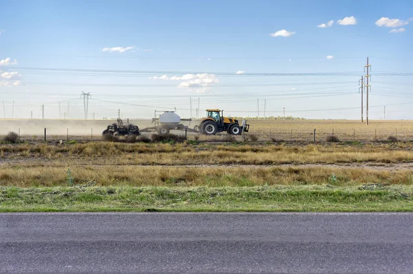 Tracteur Avec Planteur Pleine Tâche Dans Champ Argentine — Photo