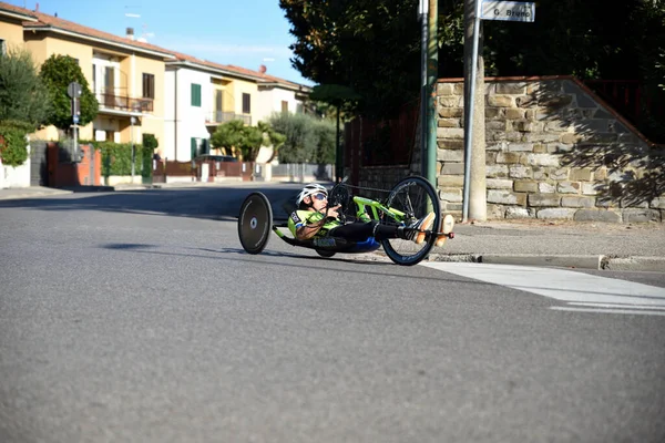 Campi Bisenzio Italien Oktober 2021 Ein Behinderter Bei Einem Handbikerennen — Stockfoto