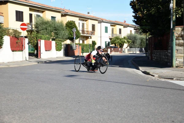 Campi Bisenzio Italia 2021 Una Persona Con Discapacidad Una Carrera — Foto de Stock