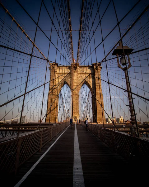 Una Hermosa Vista Del Puente Brooklyn Atardecer —  Fotos de Stock