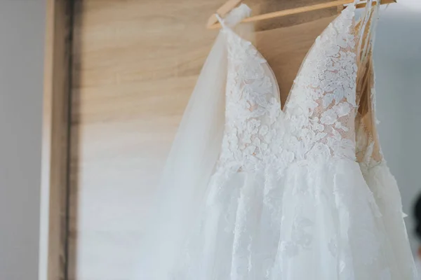 Closeup White Bridal Wedding Dress — Foto Stock