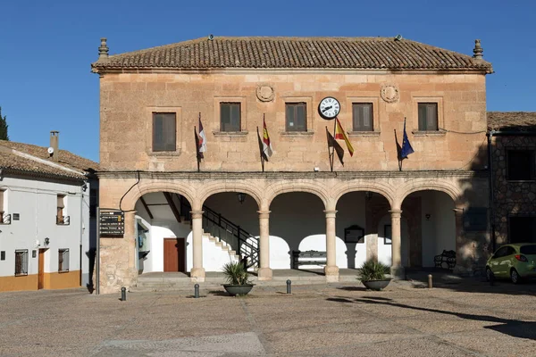 Rådhuset Alarcon Spanien Torget Tidigt Morgonen Ljus — Stockfoto