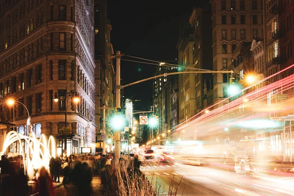 Une Ville Illuminée New York Dans Soirée — Photo