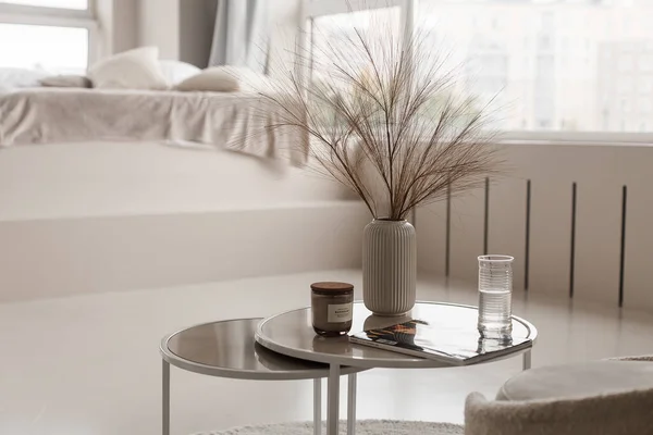 Modern House Interior Decorative Dried Branches Vase Small Table — Fotografia de Stock