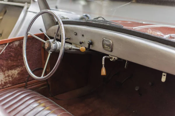 Barcelona Spanyolország Június 2020 Interior Detail Old Mini Car Called — Stock Fotó