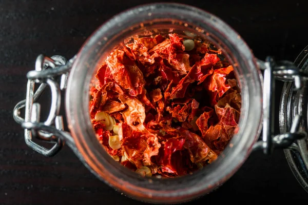 Selective Focus Shot Chili Flakes Jar — Stockfoto