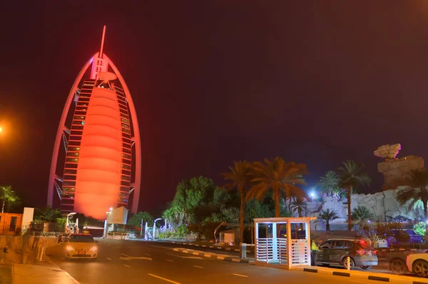 Dubai Zjednoczone Emiraty Arabskie Września 2021 Burdż Arab Nocą Dubaju — Zdjęcie stockowe