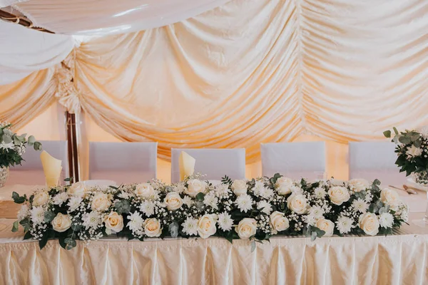A Closeup of a white floral wedding decoration