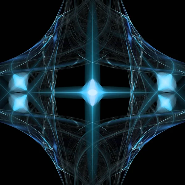 Beautiful Dynamic Fractal Patterns Glowing Energy Lines Square Format — Stockfoto