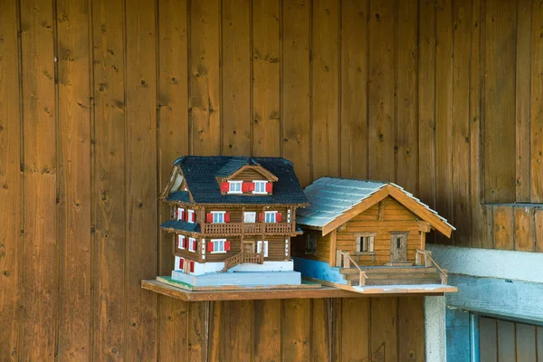 Miniatuur Houten Handgemaakte Huizen Zwitserland — Stockfoto