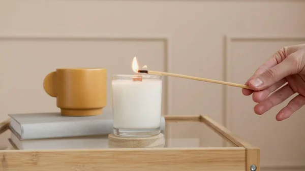 Bougies Brûlantes Homey Concept Pour Confort Spiritualité Décoration Symbole Pour — Photo