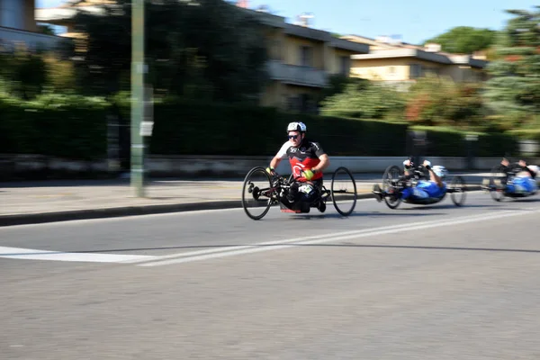 Campi Bisenzio Italia 2021 Las Personas Con Discapacidad Una Carrera — Foto de Stock