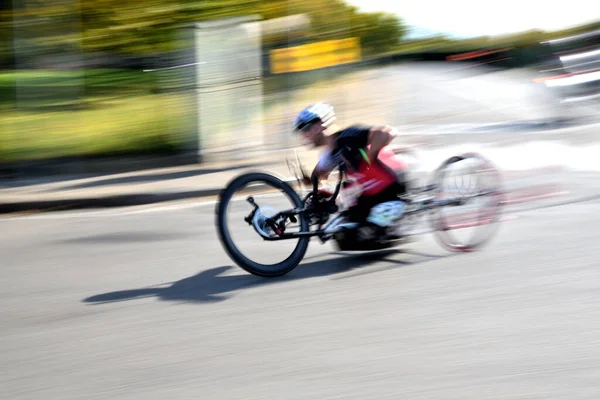 Campi Bisenzio Italia 2021 Una Persona Con Discapacidad Una Carrera — Foto de Stock