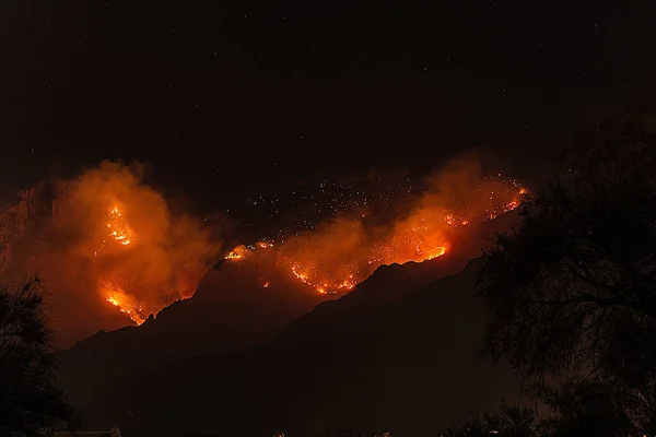 View Forest Fires California Night — Fotografia de Stock