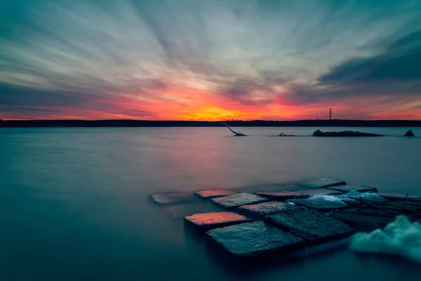 Beautiful Scenery Sunset Curonian Lagoon Lithuania — Stockfoto