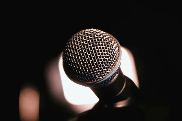 Closeup Shot Microphone Stage — Fotografia de Stock
