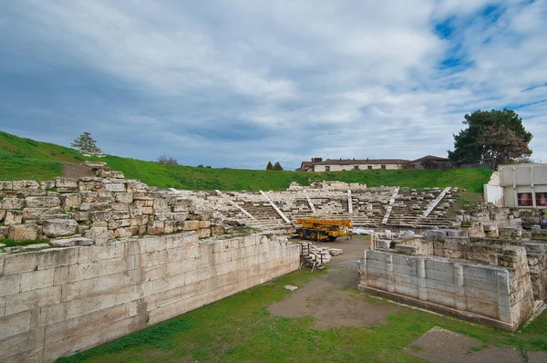 拉里萨的第一个古代剧场建于公元前3世纪上半叶 是在马其顿国王的时代 — 图库照片