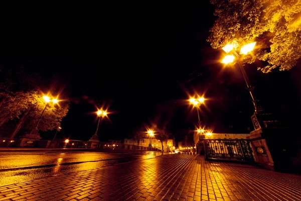 Una Hermosa Vista Del Paisaje Urbano Klaipeda Lituania Por Noche — Foto de Stock