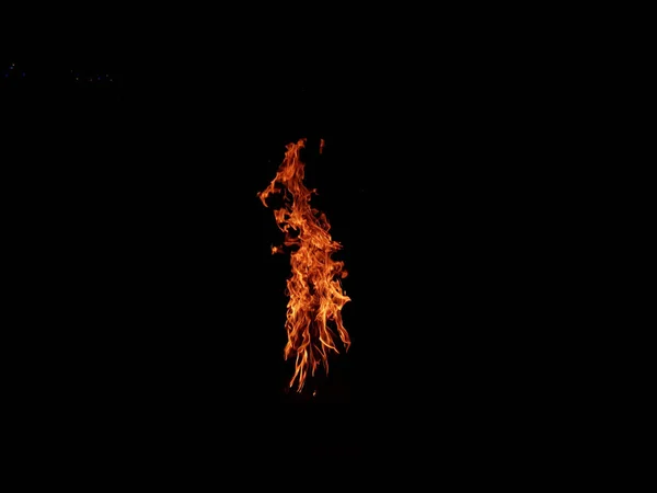 Bright Flames Fire Black Background — Stock Photo, Image