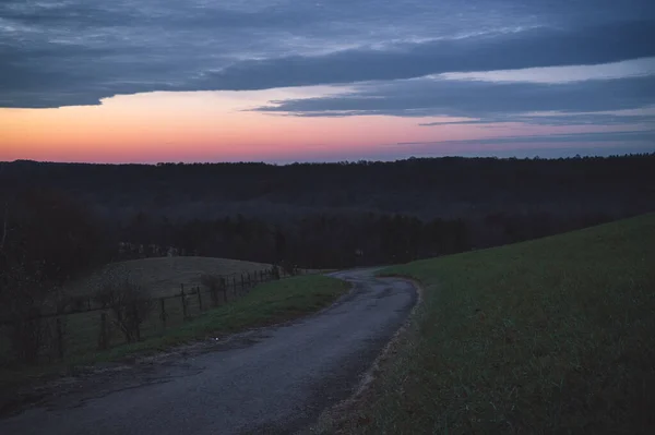 Slunce Vychází Nad Kopci Malabarského Národního Parku Poblíž Mansfieldu Ohiu — Stock fotografie