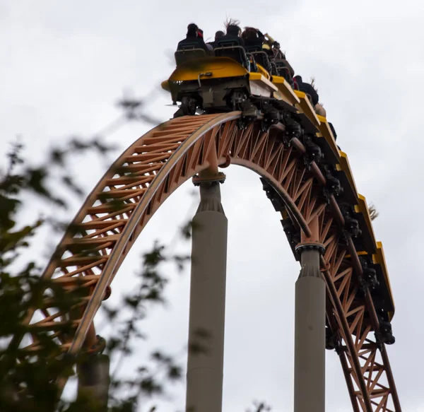 People Having Fun Amazing Roller Coaster Vacation — Stockfoto