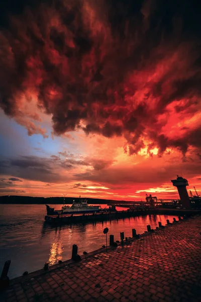 Vertical Shot Ship Port Klaipeda Lithuania — Stockfoto