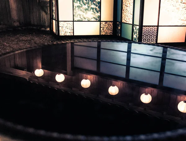 Reflection Hanging Lanterns Mirror Lantern Festival Okinawa Japan — Foto Stock