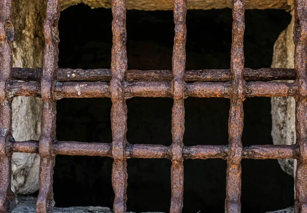 Closeup Shot Old Iron Bars Fortress — Foto Stock