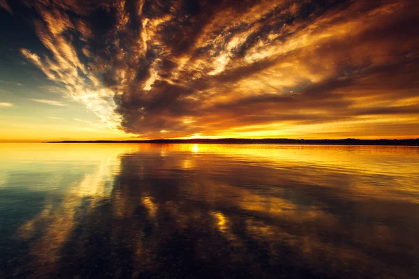 Uma Bela Vista Pôr Sol Lagoa Curoniana Lituânia — Fotografia de Stock