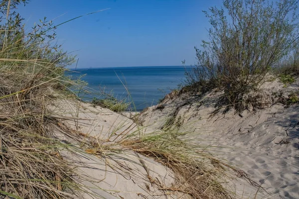 Het Uitzicht Een Zandstrand — Stockfoto