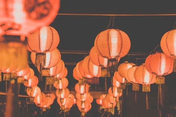 Ruas Iluminadas Festival Das Lanternas Okinawa Japão — Fotografia de Stock