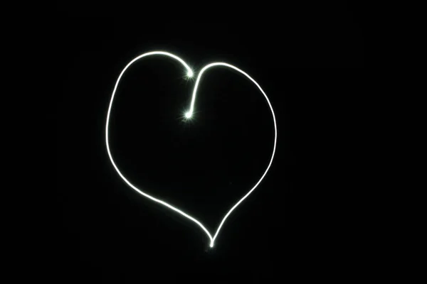 Illustration Bright Light Heart Shape Black Background — Stock Photo, Image