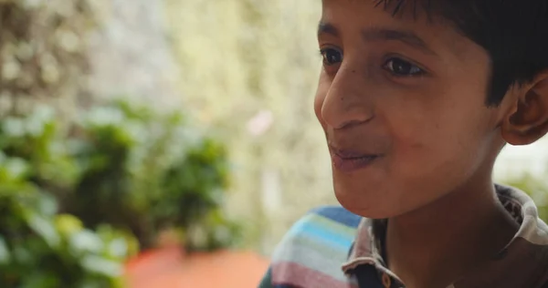 Shallow Focus Young Indian Boy Spontaneous Smile — стоковое фото