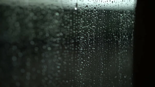 Krople Deszczu Oknie Efekt Atmosferyczny Kroplami Deszczu Idealny Pomysł Ścianę — Zdjęcie stockowe