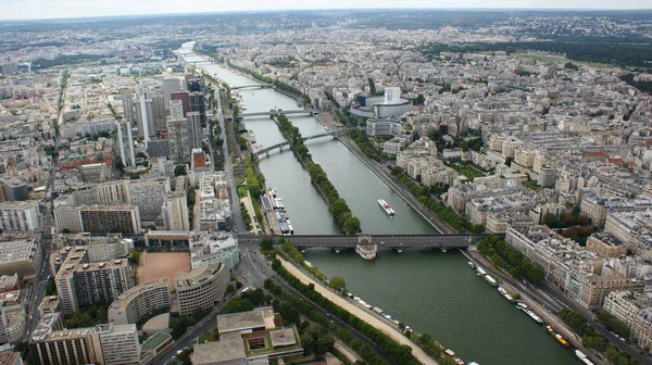 Widok Lotu Ptaka Pięknej Sekwany Most Szczytu Wieży Eiffla Paryżu — Zdjęcie stockowe