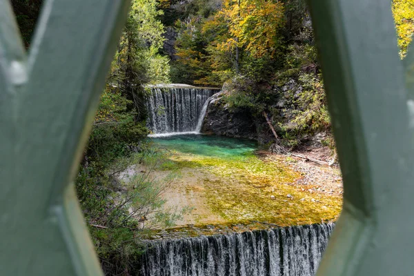 Autumn Scenery Waterfalls Cascades Pisnica River Kranjska Gora Slovenia — Stock Photo, Image