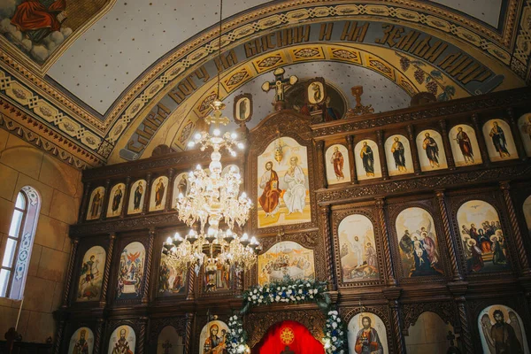 Прекрасний Знімок Внутрішньої Частини Православної Церкви — стокове фото
