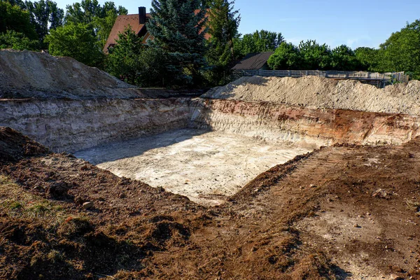 Pozo Excavación Para Nueva Construcción Edificio Apartamentos —  Fotos de Stock