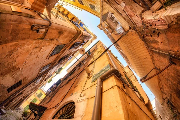 Huizen Venetiaanse Oude Stad Kerkyra Het Eiland Corfu — Stockfoto
