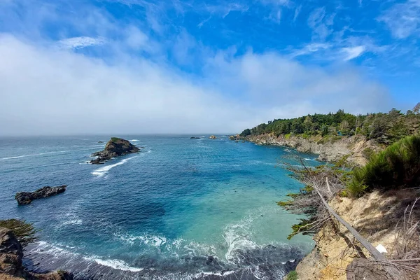 Ein Faszinierender Blick Auf Klares Meerwasser Küstennähe Mit Dichtem Grün — Stockfoto