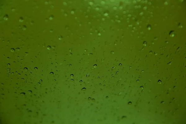 Macro Shot Clear Water Droplets Green Surface — Stockfoto