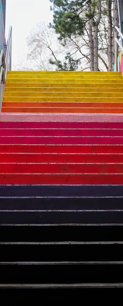 Vertical Shot Beautiful Multicolored Stairs Subway Leading City Street — Zdjęcie stockowe